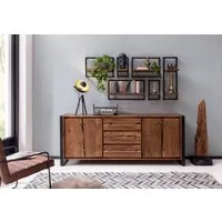 SIT Sideboard Florenz Akazienholz Kommode mit Baumkante & Metallgestell, Akazienholz mit natürlichen Holzkanten & Metallgestell