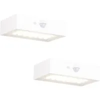 Reality Leuchten LED Außen-Wandleuchte Solarleuchte mit Bewegungsmelder, B 14cm, Bewegungsmelder, LED fest integriert, Neutralweiß, 2er Set Solar Wandleuchte außen, Garten und Carport Beleuchtung