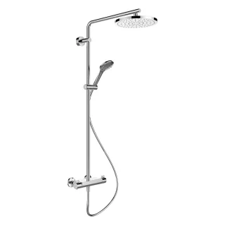 LAUFEN Thermostatisches Duschsystem Vivid mit Ablage, Brausenarm wasserführende Stange Brausenhalter HF905452100625