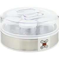 HOMCOM Joghurtbereiter Joghurtmaschine mit Timer, Joghurt-Maker mit Temperatur-Einstellung, 7 Portionsbehälter, je 180 ml, 7 Gläser à 180 ml, automatischer Abschaltung, 20 W, Weiß