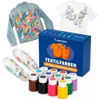 7 Artists Textilfarbe Textilfarbe Waschmaschinenfest Set - Stoffmalfarben Waschfest, für helle und dunkle Textilien