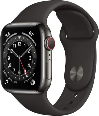 Apple Watch Series 6 [GPS + Cellular inkl. Sportarmband schwarz] 40mm Edelstahlgehäuse graphit