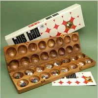 ROMBOL Denkspiele Spiel HUS BAO - hochwertiges Steinchenspiel inkl. Halbedelsteinen, Strategiespiel, Holzspiel