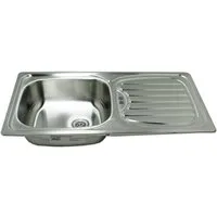Stabilo Sanitär Edelstahlspüle Einbauspülbecken Chrom eckig aus Edelstahl mit Abtropffläche, Rechteckig, 86/43.5 cm, (Komplett-Set, Spüle inklusive Befestigungszubehör & Siphon), Die Spüle ist rost-und Hitzebeständig.