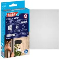 tesa Fliegengitter-Gewebe Premium für Fenster, Insektenschutz mit Klettband, (Packung, 1-St., Fliegennetz, Klettband, Andrück und Schneidehilfe), selbstklebende Insektenschutz - 130 cm x 130 cm
