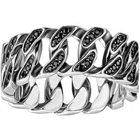 THOMAS SABO Fingerring Breiter Kettenglieder-Ring Silber mit Zirkonia, mit Zirkonia (synth)