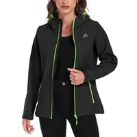ATLASLAVA Softshelljacke Damen Wasserdichte Übergangsjacke Atmungsaktive Regenjacke Winddichte Jacke Gefüttert Kapuze für Outdoor Wandern