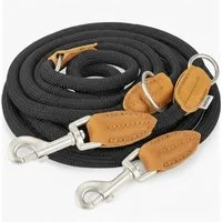 Rudelkönig Hundeleine Hundeleine 2,25m mit Leder, Elegante Führleine für große Hunde, Leder, Polyester (1-tlg), 3-fach verstellbare Tauleine