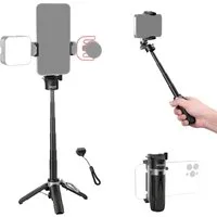 Neewer Selfie-Stick P15 Selfie Stick mit Bluetooth Fernbedienung & Kaltblitzschuh, 360° Handy Halterung, leichtes, faltbares Reisestativ für iPhone Vlogs