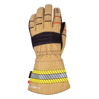 Einsatzhandschuh | SEIZ | FIRE-FIGHTER PREMIUM PBI | EN 659:2003 | Größe 5-14 | Beige / Schwarz | Reflexstreifen | Brandbekämpfung | Heat Absorber