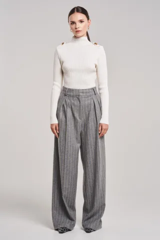 BENU Weißer Damen Merinowolle Rollkragenpullover