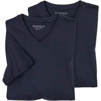 redfield V-Shirt Redfield Doppelpack XXL T-Shirts dunkelblau V-Neck