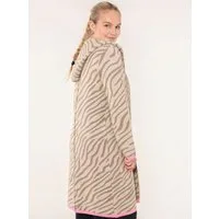 Zwillingsherz Strickjacke "Zebra" Animal-Muster, Kapuze, Langarm, Kontrast-Details