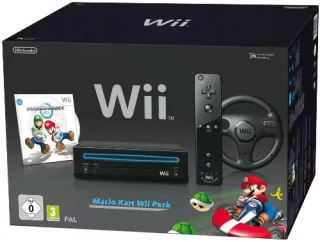 Nintendo Wii Mario Kart Pak [inkl. Mario Kart Wii Wheel Remote Plus Controller] schwarz