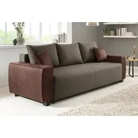 OTTO home Schlafsofa Bella, B: 241 cm, Liegefl. 142x194 cm, Schlaffunktion, Bettkasten & 2 Zierkissen, Federkern