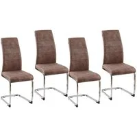 HTI-Line Freischwinger Schwingstuhl SallyC Braun 4er (Set, 4 St), Freischwinger Esszimmerstuhl