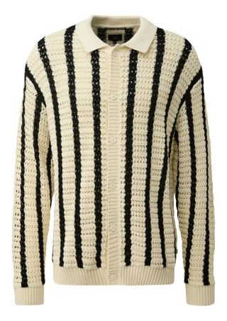 qs - Strickpullover beige/schwarz - Gr. - M