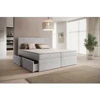 PROMETO Möbel Boxspringbett Doppelbett mit 4 Schubladen, Topper, Kopfteil 180x200cm POSO-Cordstoff, inkl. Taschenfederkern-Matratze (7-Zonen)