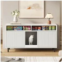 ANYSUN Tierhaus 2 Katzen,Katzenschrank für Katzenklo mit Sandfangmatte und Stauraum, Belüfteter Katzenklo Schrank für Wohnzimmer & Flur