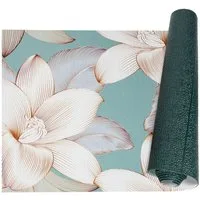 ANRO Küchenläufer GreenLine Teppichläufer Textil, Rechteckig, Höhe: 3 mm, Bodenläufer 100cm Lotus Blume Creme pflegeleicht