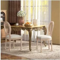 HOMCOM Esszimmerstuhl Küchenstuhl mit Rückenlehne, Polsterstuhl mit Leinenoptik (Essstuhl, 2 St), Wohnzimmer, Cremeweiß 48 x 57 x 96 cm