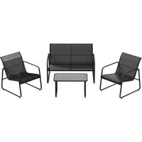 COSTWAY Balkonset Gartenmöbel-Set, (4-tlg), mit Tisch, Bank, für 4 Personen