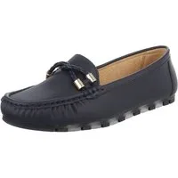 Ital-Design Elegante Mokassins mit geflochtener Schnürung für Damen Slipper (89930179) Flach Mokassins in Dunkelblau