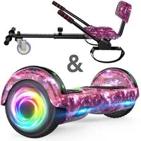 SISIGAD Balance Scooter Kart Set, 6,5'' Hoverboard mit kart,LED, Bluetooth, 8 km/h, 160W, Hoverboards mit Sitz, bis zu 7-8km,Geschenke für Kinder