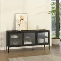en.casa Standvitrine »Borshavisa« Stahl 3-türig Klarglas 55 x 118 x 35 cm Schwarz