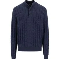 FYNCH-HATTON Troyer Strickpullover mit Zopfmuster und Knopfleiste, Woll-Anteil