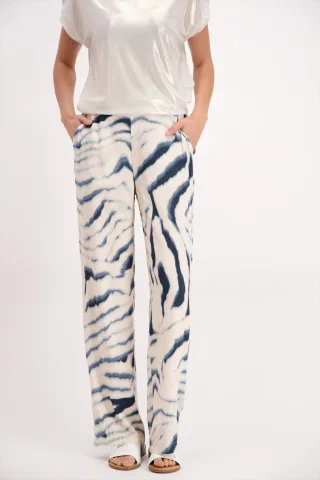 signe nature - Bedruckte Hose blau/weiß - Gr. - 36