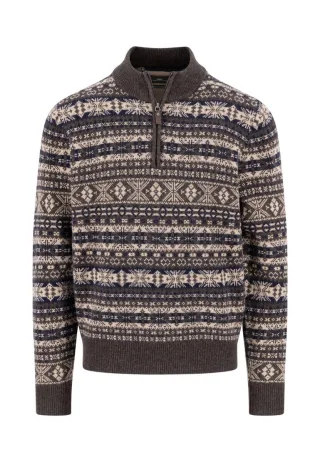 Fynch Hatton - Troyer mit Norwegermuster braun - Gr. - XXL