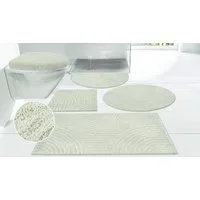 OTTO home Badematte Ognon, Scandi, Boho, modernes Muster, Höhe 15 mm, rutschhemmend beschichtet, schnell trocknend, strapazierfähig, fußbodenheizungsgeeignet, Polyester, rechteckig, 3-tlg. Stand-WC Set, Badteppich, Uni Farben, Hoch-Tief-Effekt