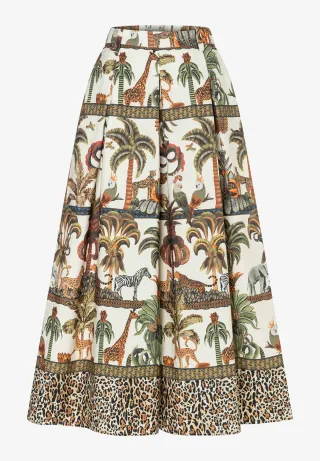 MORE & MORE - Weite Hose mit Jungle-Print weiß - Gr. - 38