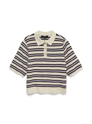 VERO MODA - VMOCANNA 2/4 POLONECK PULLOVER Birch - Gr. - L