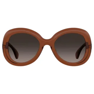 Moschino – Braune, abgerundete Sonnenbrille mit SF-Gläsern in Braun