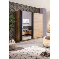 Home affaire Schwebetürenschrank Sardinia, Kleiderschrank mit Spiegel, FSC®-zertifiziert inklusive Inneneinteilung, 217x210x62,5cm, ABS Schutzkanten