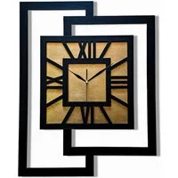ORNAMENTI Wanduhr Grosse, moderne, geometrisch, Holz, hingucker, Loft, Rechteck (römisch, römische Ziffern, ohne Ticken, Wanddeko)