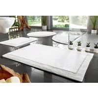 OTTO home Badematte Kapra, Badvorleger, Badezimmer Teppich, Höhe 14 mm, beidseitig nutzbar, strapazierfähig, fußbodenheizungsgeeignet, Baumwolle, rund, mit Bordüre, Badteppich, Badematte, Baumwolle