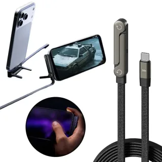 240W Type-C to Type-C Foldable Bracket Cable Fast Charging Data Transmission Copper Core Line 1.5M Long for iPhone 17 17