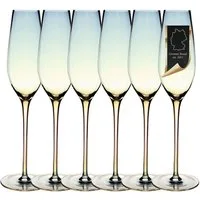 Intirilife Sektglas, 6-tlg., Glas, Champagner Sekt Glas Set Regenbogen Schimmer Wellenform 200 ml (6-tlg)