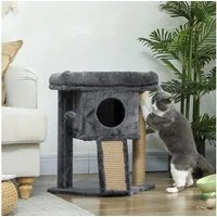 PawHut Kratzbaum Kleiner Katzenbaum mit Katzenhöhle, Liegeplattform, Geeignet für Katzen bis 5 kg