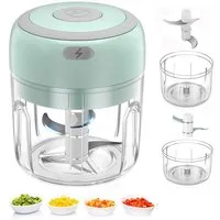 LIANNA Zwiebelhacker Elektrischer Mini-Zerkleinerer, wiederaufladbarer, 25 W, kleiner Mixer 250 ml + 100 ml, 2 Tassen