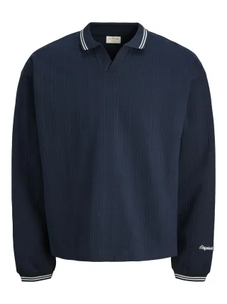JACK&JONES - JORNIAGARA SWEAT SPLIT NECK Sky Captain - Gr. - XL