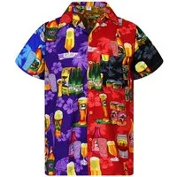 King Kameha Hawaiihemd "Beerbottle" Funky Hawaii-Hemd Herren Kurzarm Front-Tasche Stylish