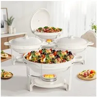 Warmounts Speisenwärmer 4,7L Buffetwärmer Chafing Dish Set Rund, (4-tlg), Maifanite-Beschichtung, 5QT Buffet Warmhalter-Set