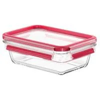 CLIP & CLOSE Glas-Frischhaltedose 0,7 Liter transparent/rot, rechteckig