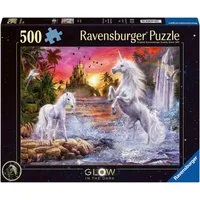 Ravensburger Puzzle Glow in the Dark, Einhörner am Fluss, 500 Puzzleteile, Made in Germany