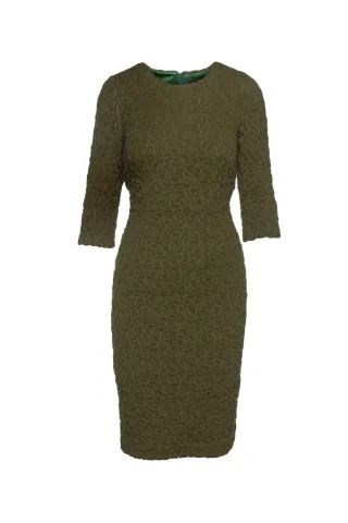 Khaki Jacquard-Kleid von Conquista Fashion