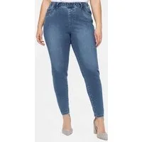 Sheego Bequeme Jeans Stretch-Jeans normal mit Gummibund und Gürtelschlaufen